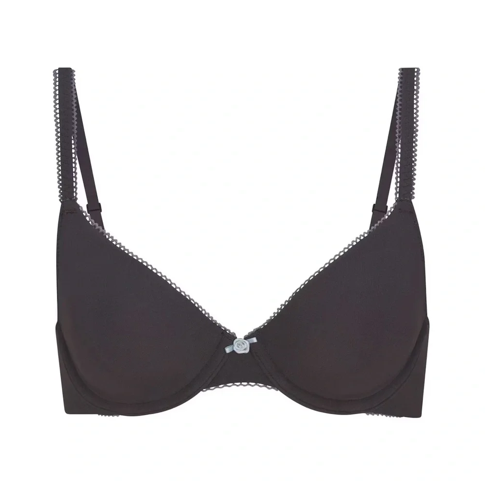 SKIMS Fits Everybody Picot ‎ T-Shirt Bra Size:34B Color:Ash Contrast flower nwt